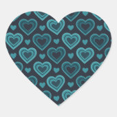 Blauwgroen harten hart sticker (Voorkant)
