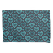 Blauwgroen harten kussensloop (Voorkant-Links)