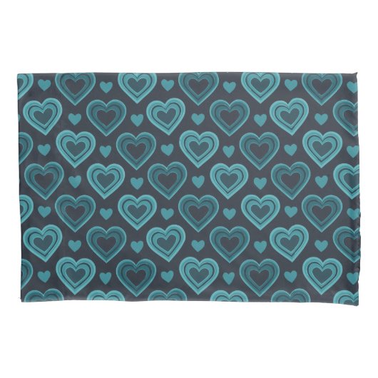 Blauwgroen harten kussensloop (Voorkant-Links)