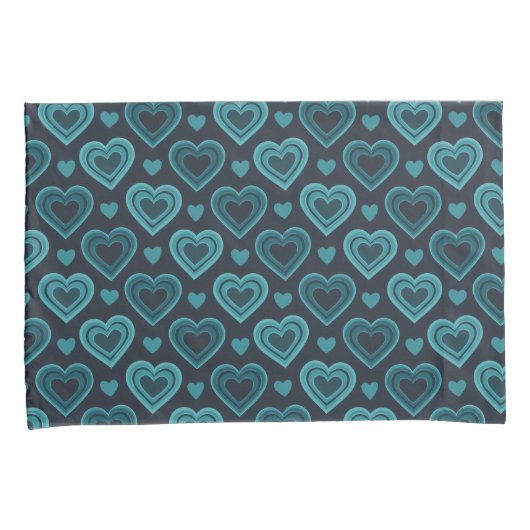 Blauwgroen harten kussensloop (Voorkant-Rechts)