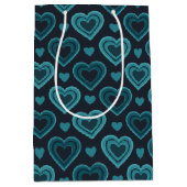 Blauwgroen harten medium cadeauzakje (Voorkant)