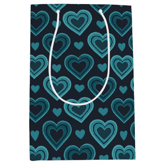 Blauwgroen harten medium cadeauzakje (Voorkant)