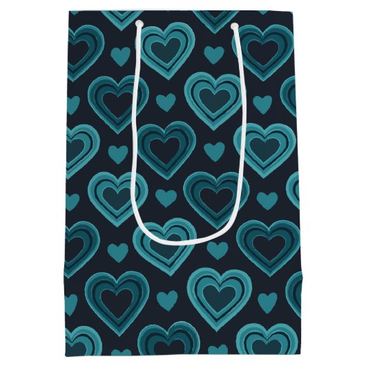 Blauwgroen harten medium cadeauzakje (Achterkant)