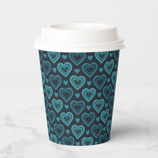 Blauwgroen harten papieren bekers (Achterkant)