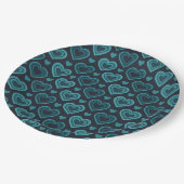 Blauwgroen harten papieren bordje (Gekanteld)