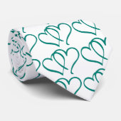 Blauwgroen harten stropdas (Opgerold)