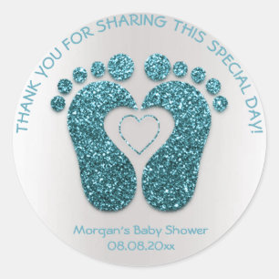 Blauwgroen hartslag Baby shower gunst Hartelijk da Ronde Sticker