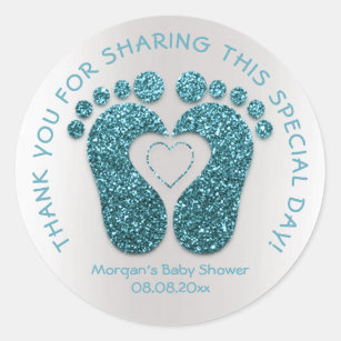Blauwgroen hartslag Baby shower gunst Hartelijk da Ronde Sticker