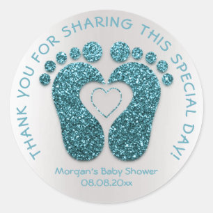 Blauwgroen hartslag Baby shower gunst Hartelijk da Ronde Sticker
