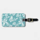 Blauwgroen Hawaiian Print Bagagelabel (Voorkant horizontaal)