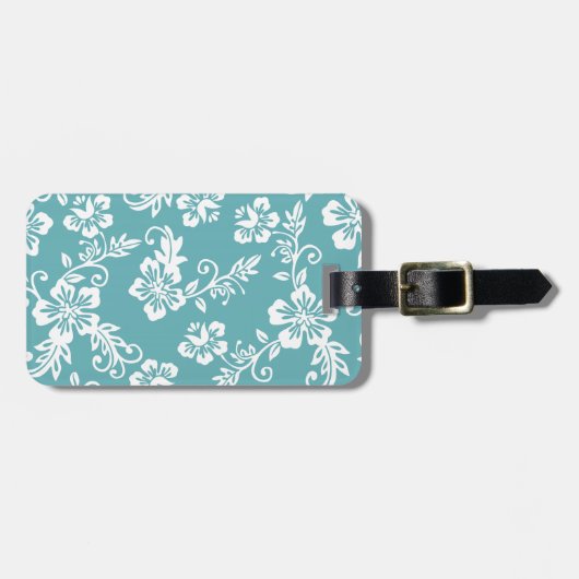 Blauwgroen Hawaiian Print Bagagelabel (Voorkant horizontaal)