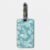Blauwgroen Hawaiian Print Bagagelabel (Achterkant verticaal)
