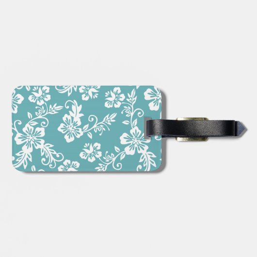 Blauwgroen Hawaiian Print Bagagelabel (Achterkant horizontaal)