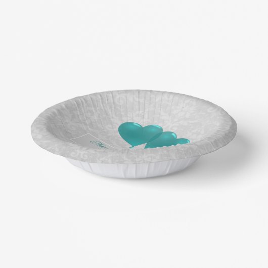 Blauwgroen Heart Balloons Weddenschap Papieren Kommen (Gebogen)