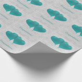 Blauwgroen Heart Balloons Wrapping Paper Cadeaupapier (Hoek)