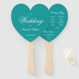 Blauwgroen Heart Elegant Script Blue Wedding Progr Handwaaier