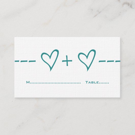 Blauwgroen Heart Equation Place Card Plaatskaartje (Voorkant)