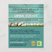 Blauwgroen hek, tuincentrum, tuinbouwkundige flyer (Voorkant)