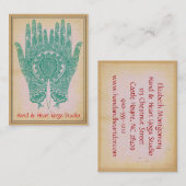 Blauwgroen Henna Hands Yoga Studio Visitekaartje (Voorkant / Achterkant)