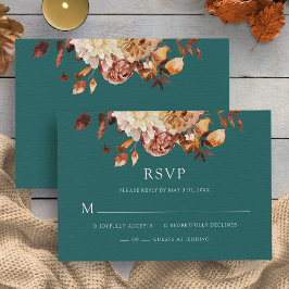 Blauwgroen Herfst Kopersband RSVP-Kaart RSVP Kaartje