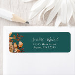 Blauwgroen Herfst-retouradres Etiket<br><div class="desc">Blauwgroen Herfst Retouradres label. Voeg een finishing touch toe aan uw trouwbriefpapier met dit coördinerende retouradreslabel. Met een strook van waterverf vallen bladeren en bloemen-verbrande sinaasappel en terracotta tinten, beige dahlia's, en koperachtige accenten-tegen een rijke blauwgroen basis, dit label stropdassen uw enveloppen naar de rest van uw collectie. Elegant en...</div>