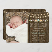 Blauwgroen Herfst Rustic Koord van Lichte Baby Aan Aankondiging (Voorkant / Achterkant)