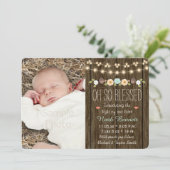 Blauwgroen Herfst Rustic Koord van Lichte Baby Aan Aankondiging (Staand voorkant)