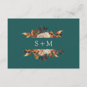 Blauwgroen Herfst Terracotta Botanical Wedding Rec Informatiekaartje (Achterkant)