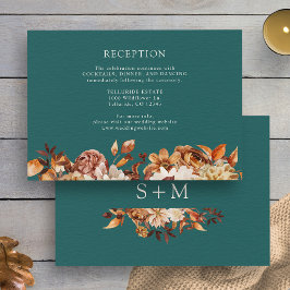 Blauwgroen Herfst Terracotta Botanical Wedding Rec Informatiekaartje