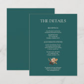 Blauwgroen Herfst Terracotta Waterverf Floral Wedd Informatiekaartje (Voorkant / Achterkant)