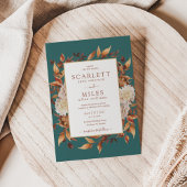 Blauwgroen Herfst Terracotta Waterverf Floral Wedd Kaart