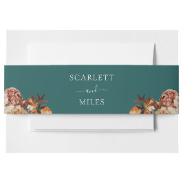 Blauwgroen Herfst Waterverf Botanicals Weddenschap Uitnodigingen Wikkel