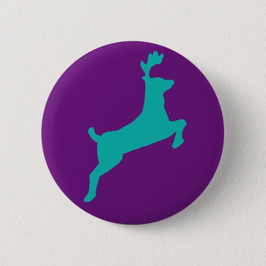 Blauwgroen herten ronde button 5,7 cm (Voorkant)