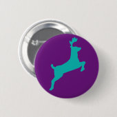 Blauwgroen herten ronde button 5,7 cm (Voorkant /achterkant)