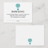 Blauwgroen Hete Luchtballon Luier Raffle Ticket Ka Informatiekaartje (Voorkant / Achterkant)