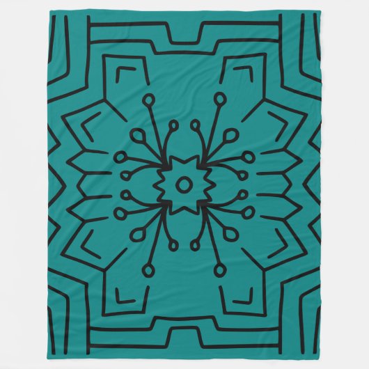 Blauwgroen hexagon deco fleece deken (Voorkant)