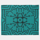 Blauwgroen hexagon deco fleece deken (Voorkant (Horizontaal))