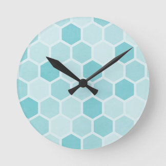 Blauwgroen hexagons ronde klok
