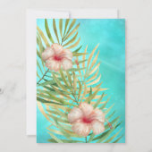 Blauwgroen hibiscus tropic Palm Gold Birthday Part Kaart (Achterkant)