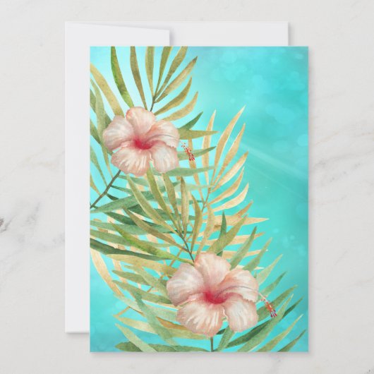 Blauwgroen hibiscus tropic Palm Gold Birthday Part Kaart (Achterkant)
