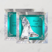 Blauwgroen hiel-schokken Zilveren verjaardag Kaart (Voorkant / Achterkant)