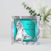 Blauwgroen hiel-schokken Zilveren verjaardag Kaart (Staand voorkant)