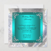 Blauwgroen hiel-schokken Zilveren verjaardag Kaart (Achterkant)