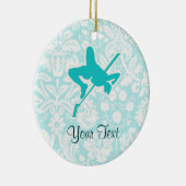 Blauwgroen High Jump Keramisch Ornament (Rechts)