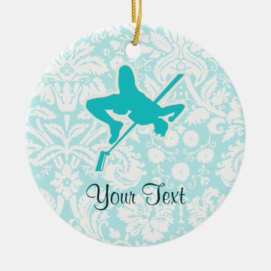 Blauwgroen High Jump Keramisch Ornament (Voorkant)