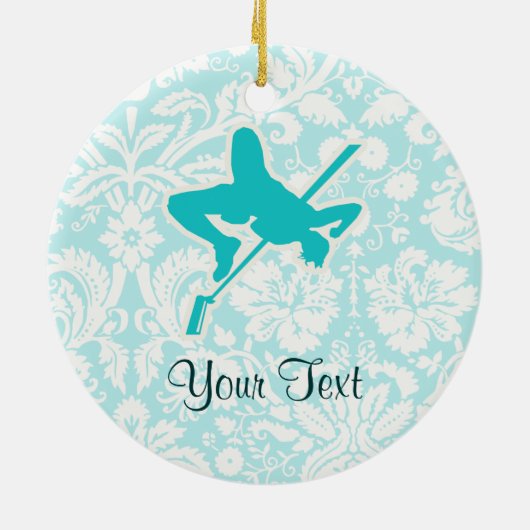 Blauwgroen High Jump Keramisch Ornament (Achterkant)