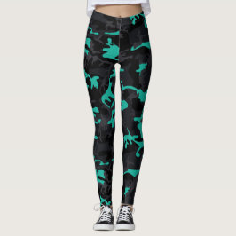 Blauwgroen Highlights Camo Leggings