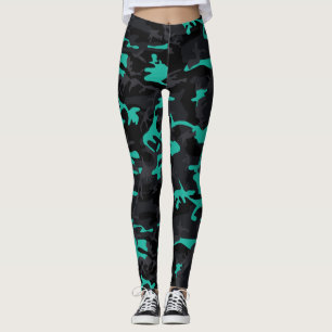 Blauwgroen Highlights Camo Leggings