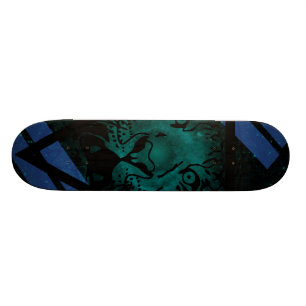 Blauwgroen Hipster Tiger Nebula met zwarte driehoe Persoonlijk Skateboard