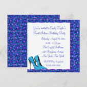 Blauwgroen hoge hak Paarse Sequin Sweet Sixteen Pa Kaart (Voorkant / Achterkant)